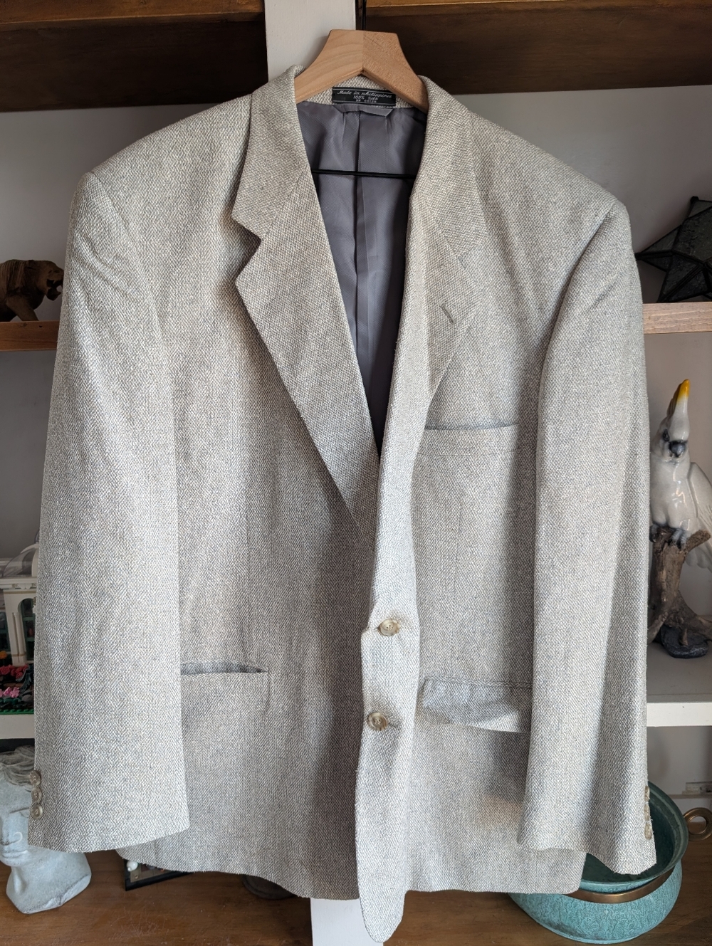 50R Men's Vintage Barrington Blazer Light Gray 100% Silk 2 Button Sport Coat